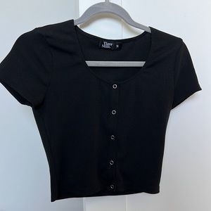 Tiger Mist Black Button Up Crop